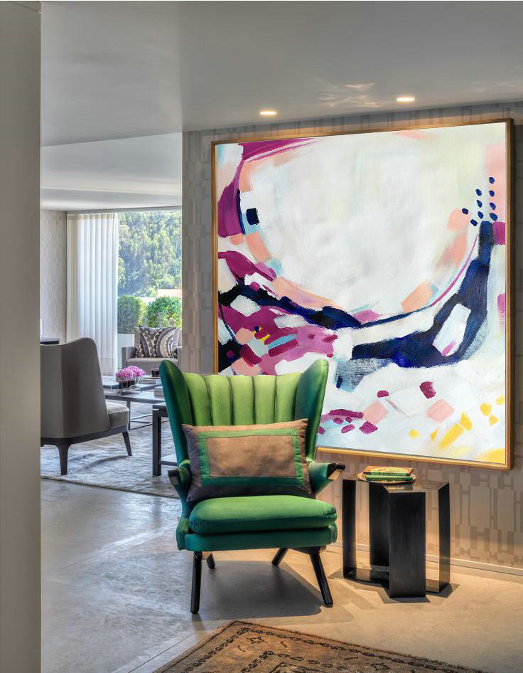 Hand Made Abstract Art,Oversized Contemporary Art,Large Wall Art Home Decor,White,Purple,Pink,Dark Blue.etc